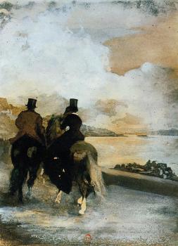 Edgar Degas : Two Riders by a Lake